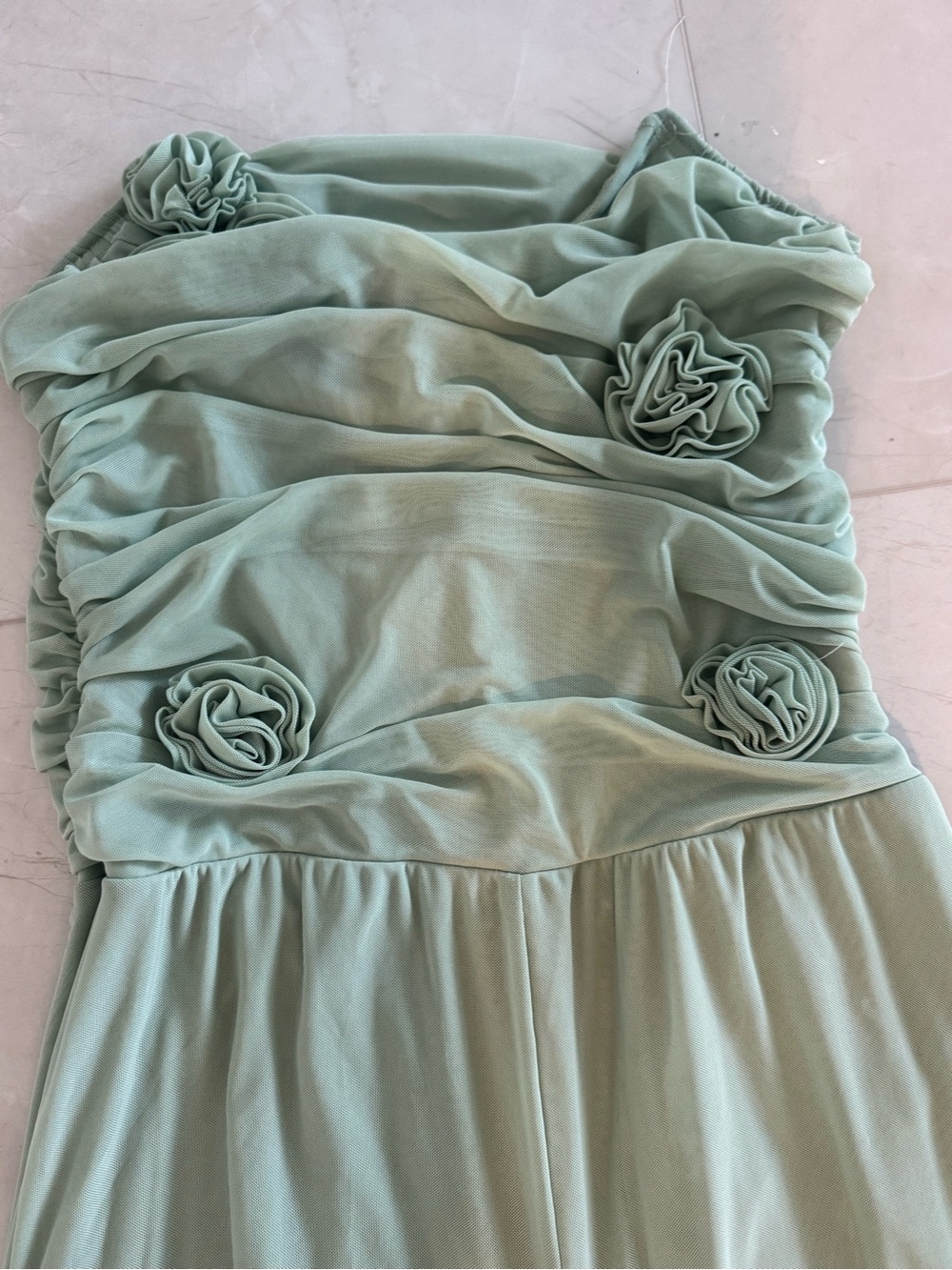 PrettyLittleThing Mint Green Strapless Dress